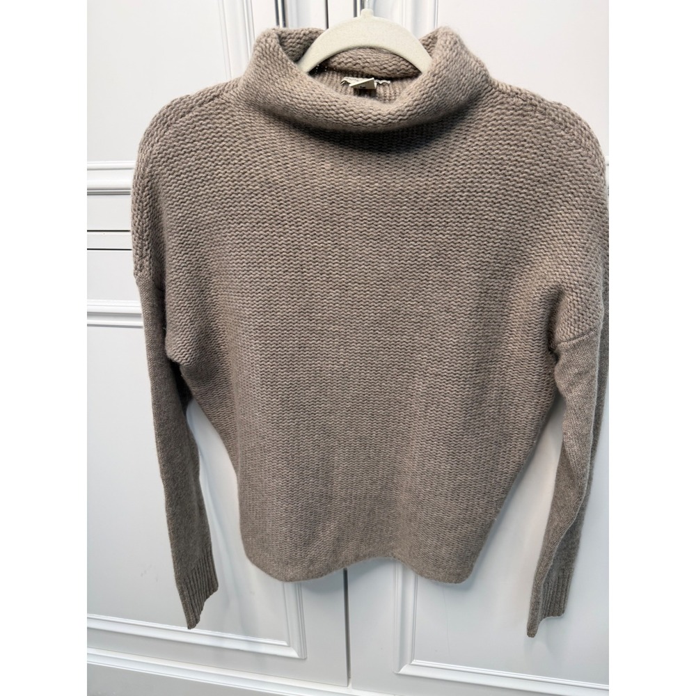 White + Warren Cashmere Sweater Womens XS Taupe Excellent Turtleneck Dolman Knit